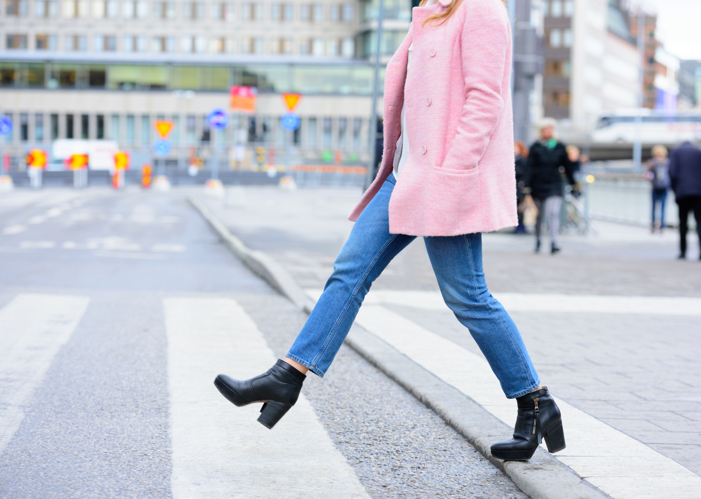 Woman taking the step